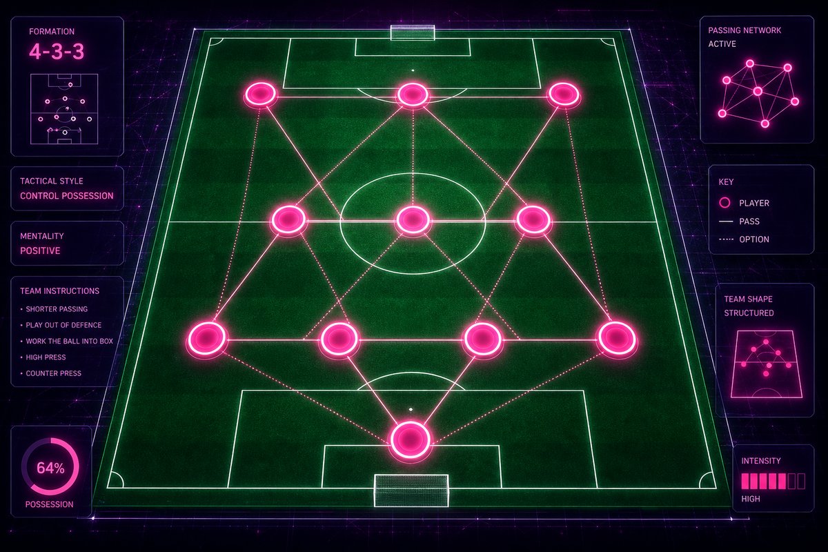 Vista dall'alto di campo da calcio con formazione fantasy