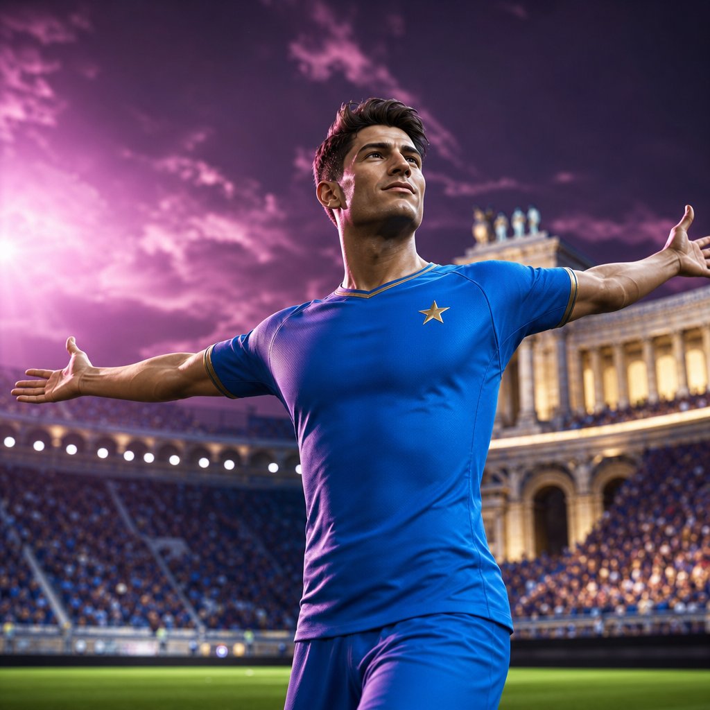 Calciatore stile 3D maglia azzurra